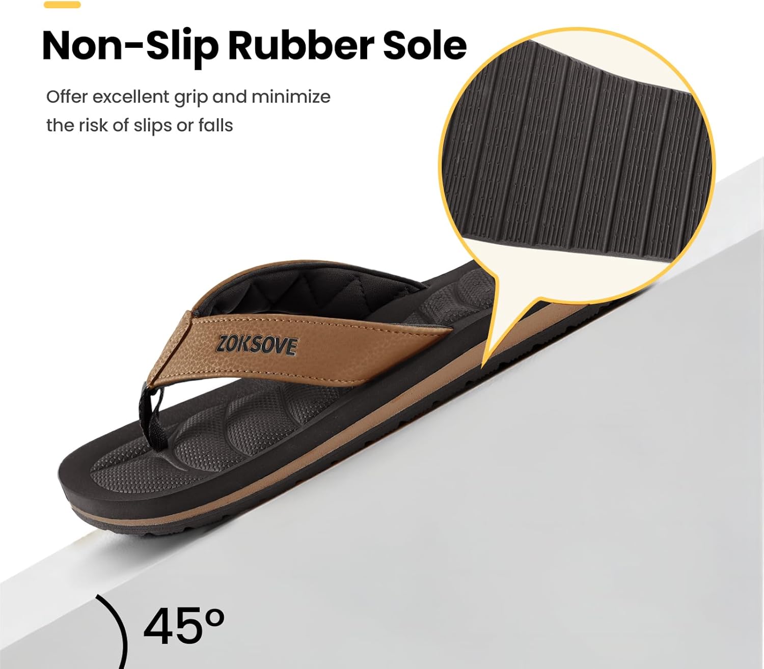 Mens Flip Flops - Comfort Arch Support Slides - Memory Foam Slip On Beach Sandals - Waterproof Open Toe Thong Slippers Summer Footwear - Image 5