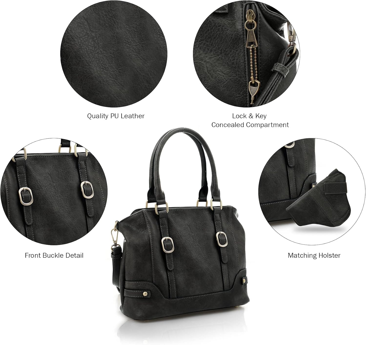 JESSIE & JAMES Elena Concealed Carry Satchel Purse Top Handle Shoulder Tote Bags For Women with Lock and Key | Concealed Carry, Top Handle, Shoulder, with Lock and Key - Image 6