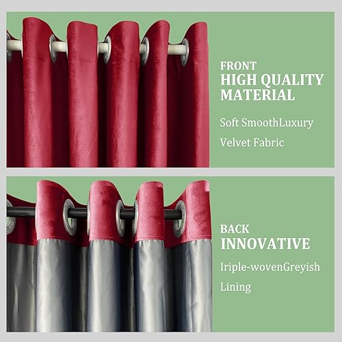 Miniatura 2 de ZZYYQ Cortinas opacas con forro de terciopelo, paneles con ojales para sala de estar, 84 pulgadas de ancho x 84 pulgadas de largo (1 unidad),