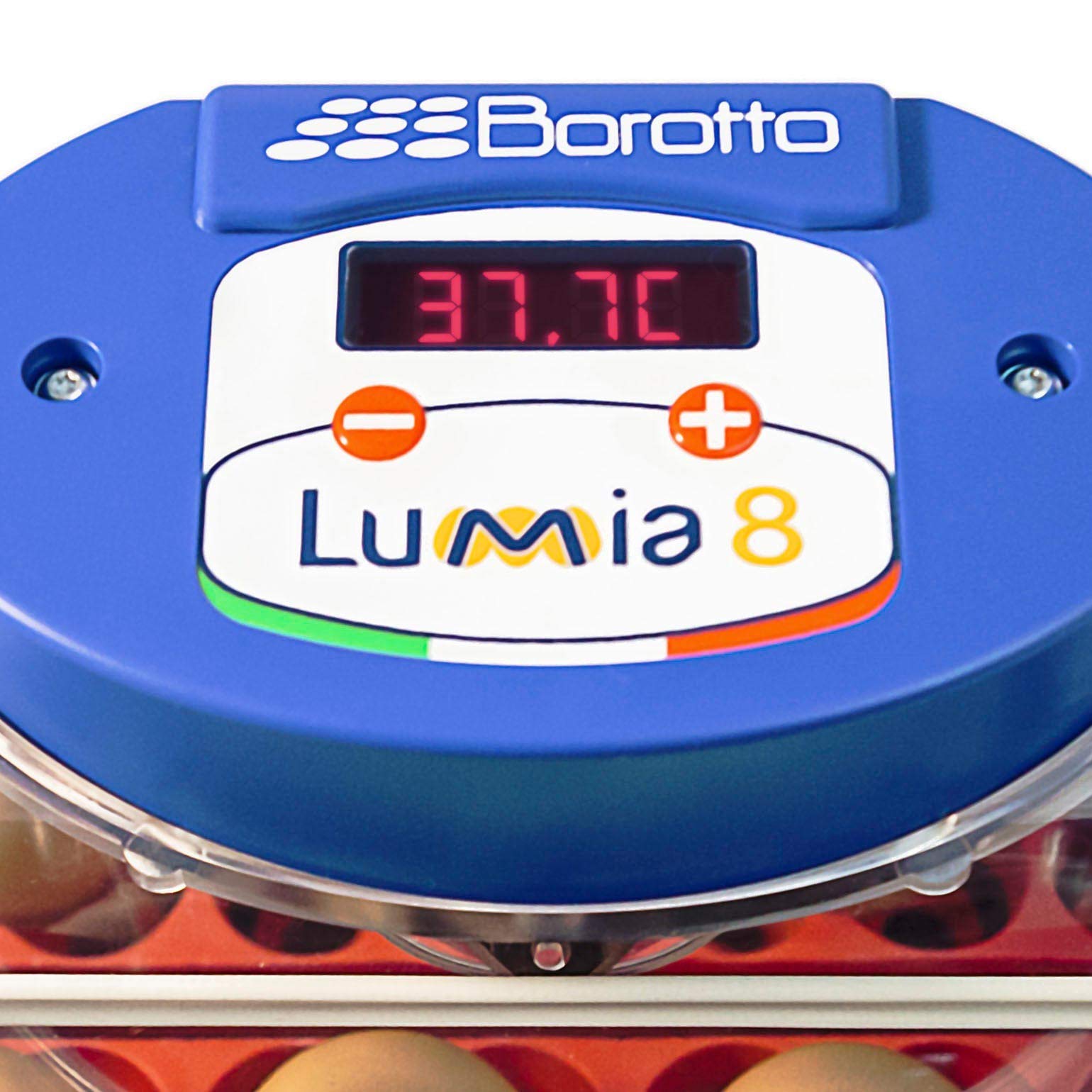 Borotto Lumia 8 Expert | automatyczny automat do wylęgania 8 jajek lub 32 małych z automatycznym mechanizmem obracania jaj, regulacja temperatury, automatyczny nawilżacz powietrza Sirio |