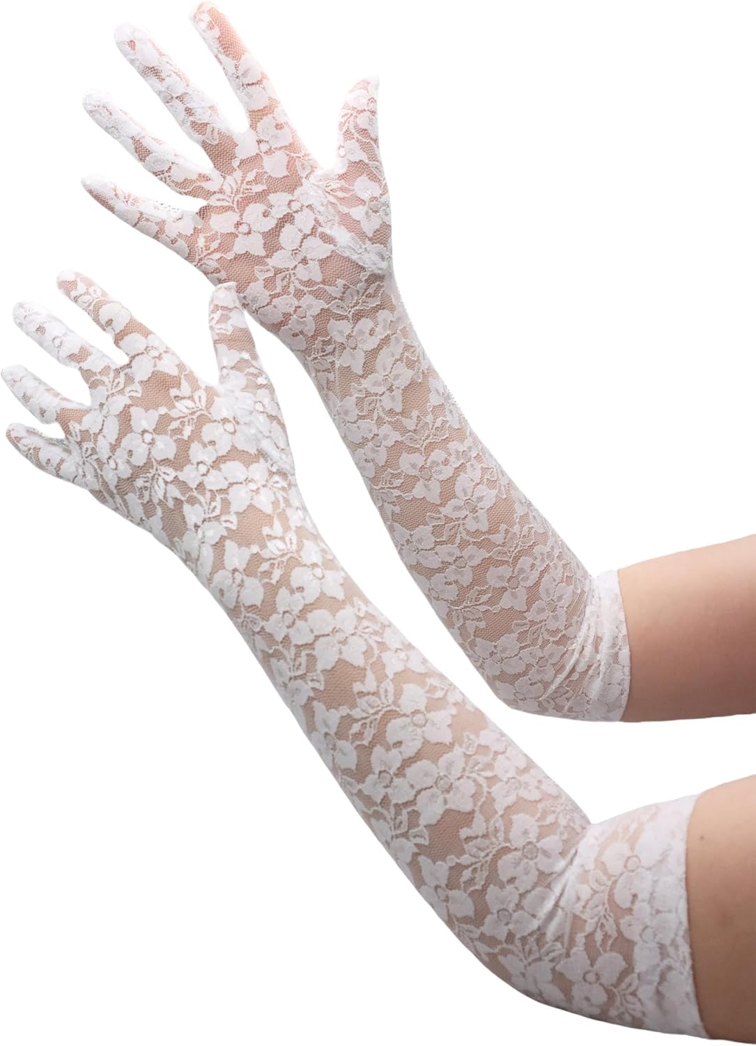 ATHX Lace Opera Tea Party Gloves for Women 19" Length Elegant Floral Bridal Wedding Prom Long Gloves Costume Accessories - Image 4