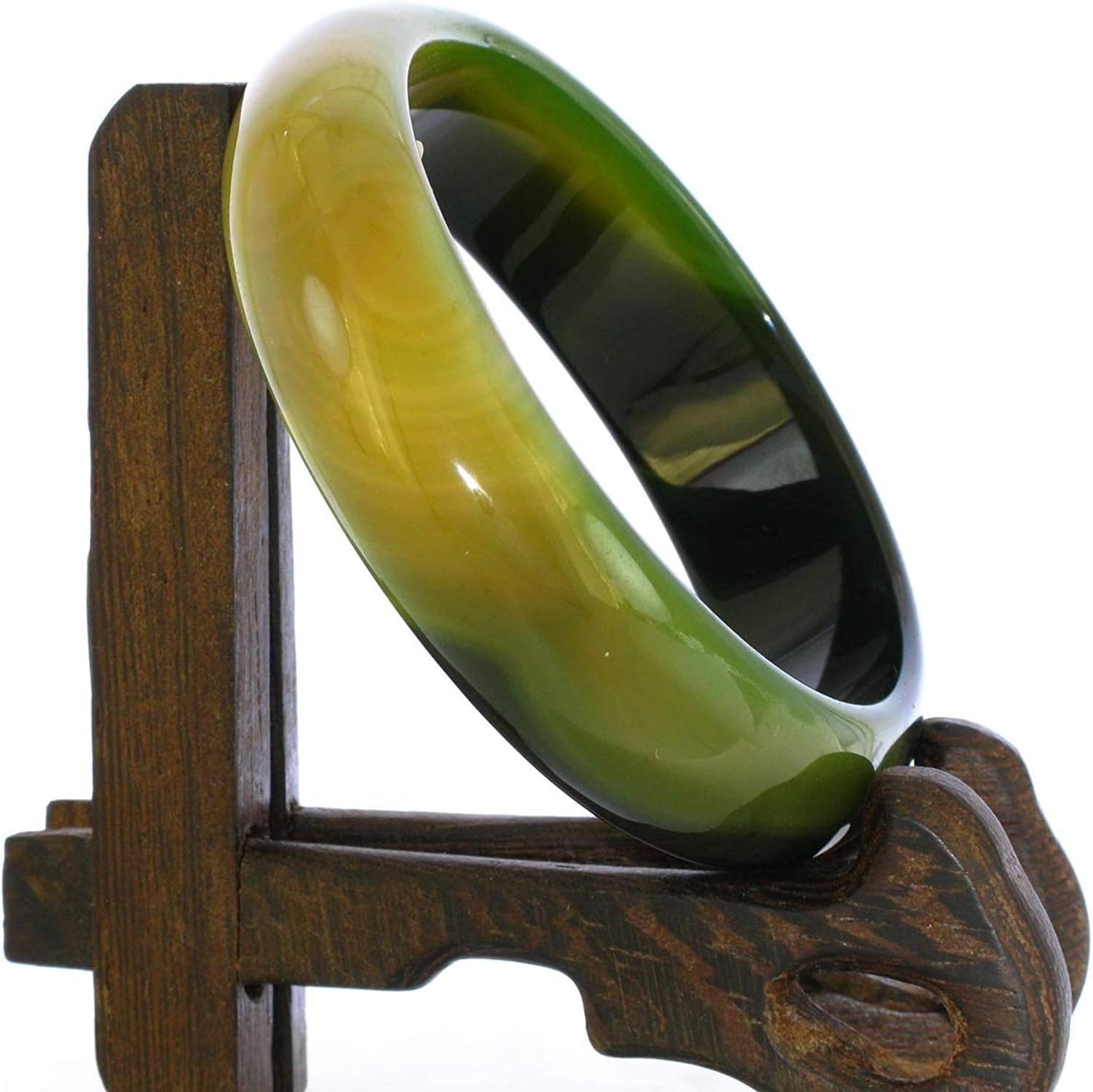 2.3" China Certified Nature Green Chalcedony Jade Women's Bangle Bracelets 6435