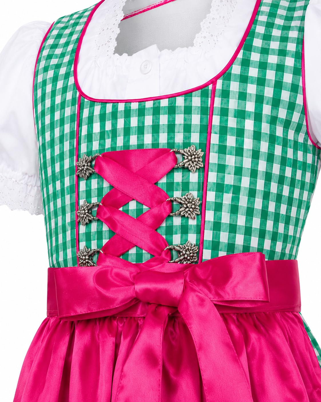 Ramona Lippert Kinderdirndl Mia Grün 3-teilig mit Satin-Schürze und Bluse
