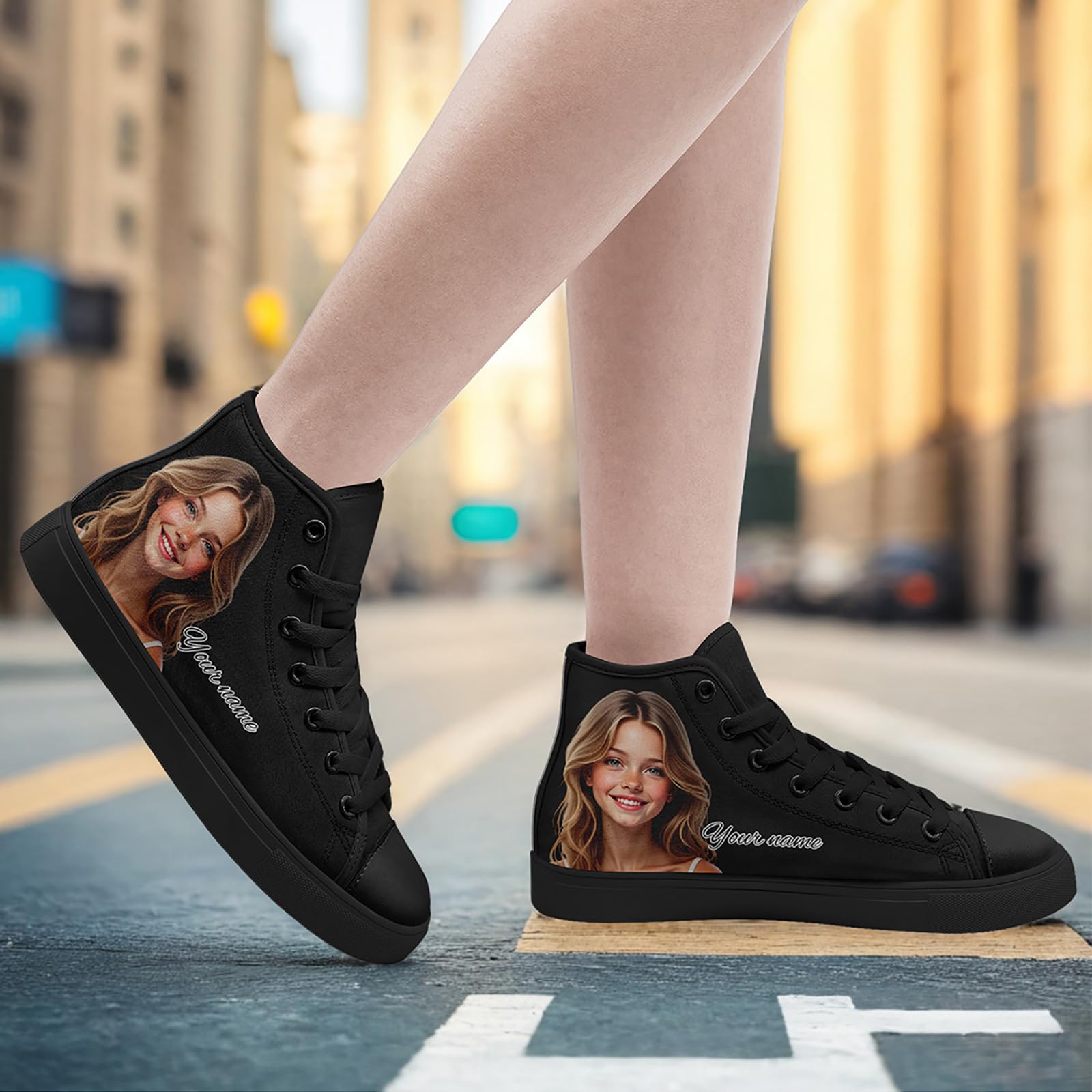 Personalisierte Paar High-Top Canvas-Schuhe für Herren und Damen - Geschenk für Paare mit Foto und Namen, leichte Flache Freizeit-Sneaker