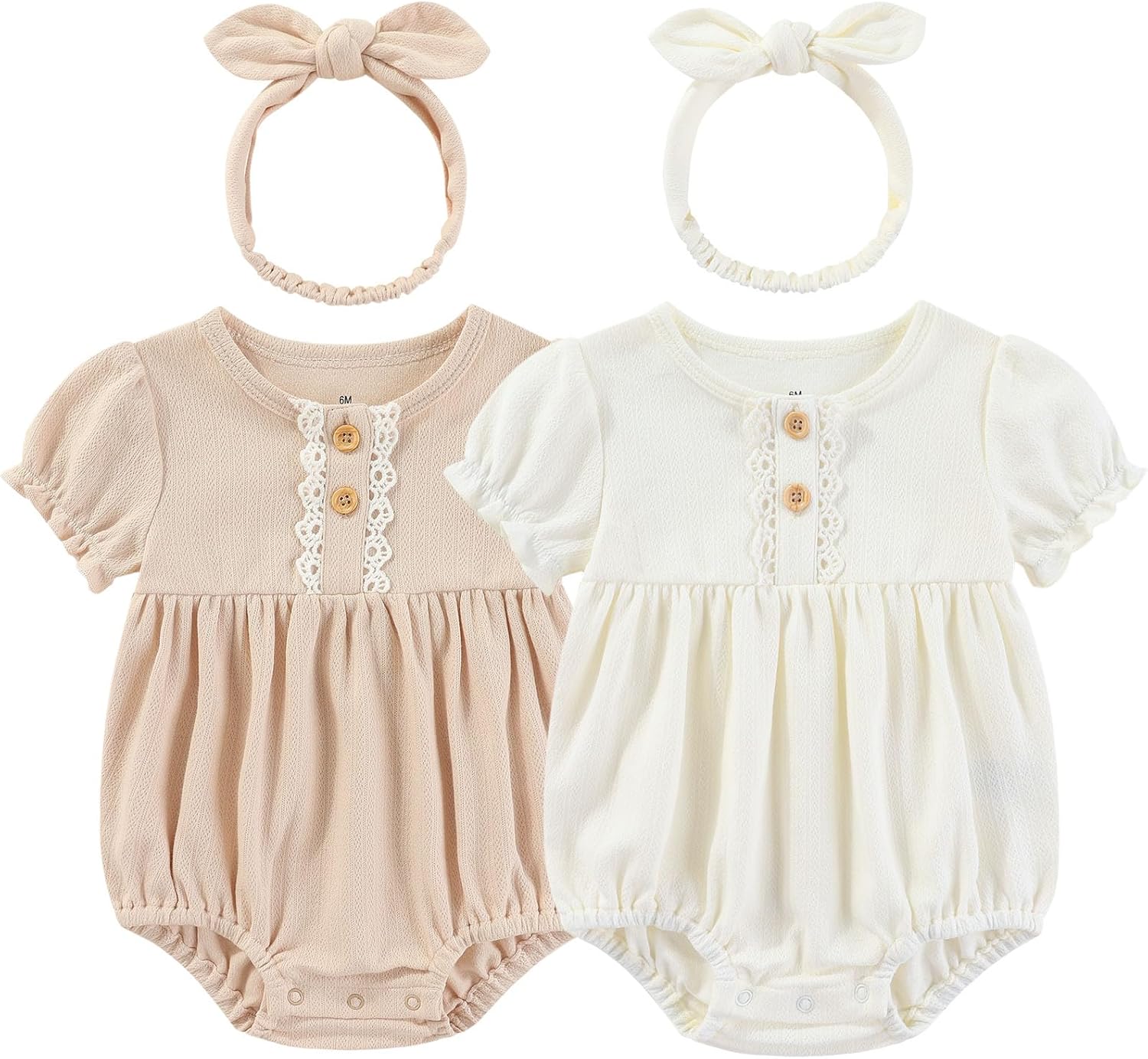 Ruliby Baby Girl Clothes Cotton Bubble Romper Floral Bodysuits Infant Outfit Set