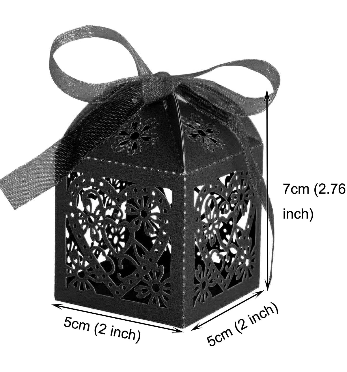 KPOSIYA 100 Pack Love Heart Laser Cut Wedding Party Favor Box Candy Bag Chocolate Gift Boxes Bridal Birthday Shower Bomboniere with Ribbons