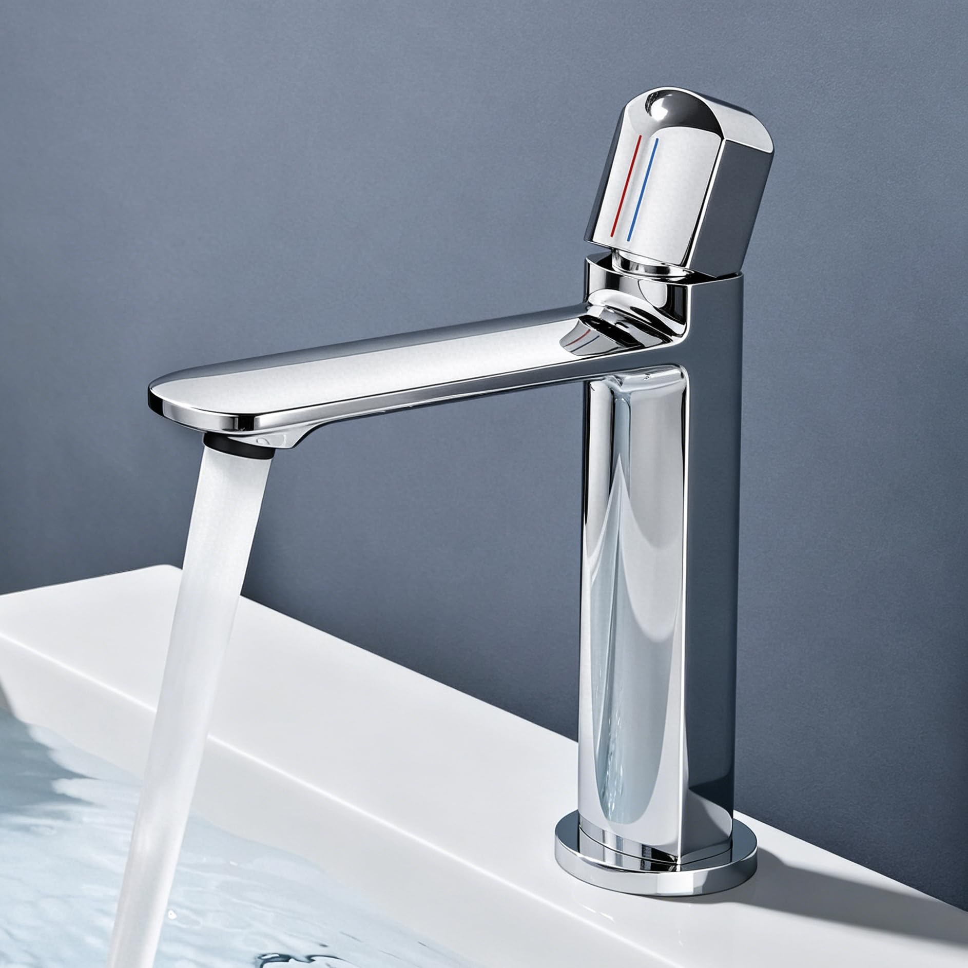 doporro Grifo para Lavabo H59 Cuerpo de Cobre, Válvula Cerámica, Aireador Desmontable, Flujo Suave Antisalpicaduras, Acabado Cromado Duradero y Elegant, WAO-1190