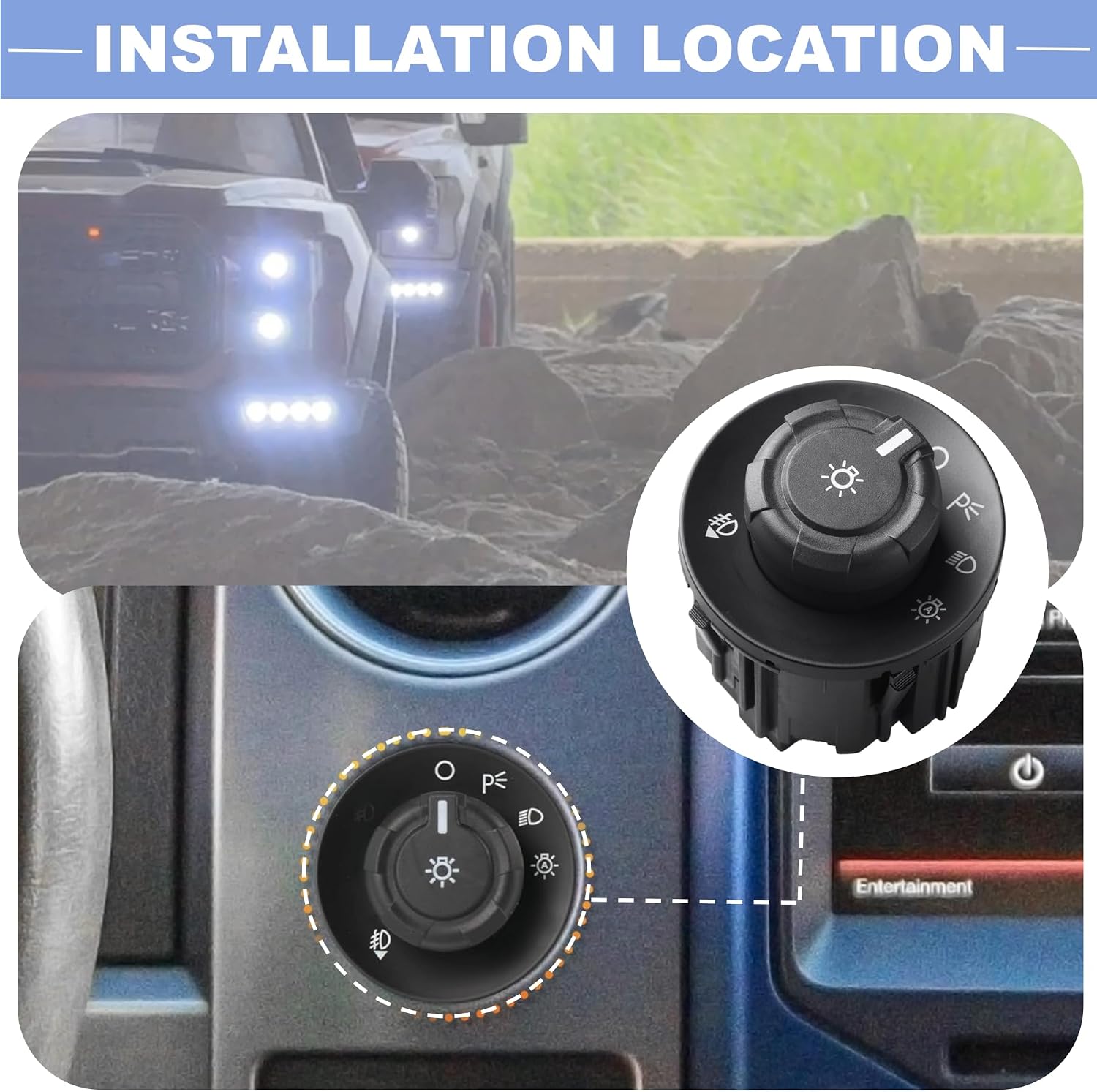 Head Light Head Lamp Switch Knob Automatic Headlight Fog Lamp Control Switch for 2009-2016 Ford F150 F250 F350 Super Duty Replace#9L3Z-11654-CA