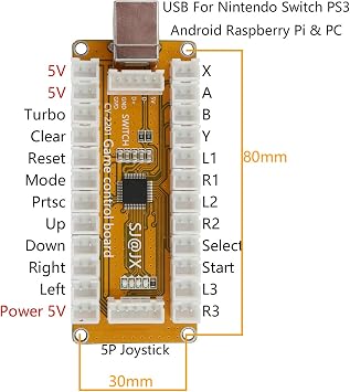 SJ@JX Arcade Game Controller USB Encoder 2 Player Gamepad Micro Switch Button 8 Way Joystick for Nintendo Switch PC PS3 Retropie Raspberry Pi