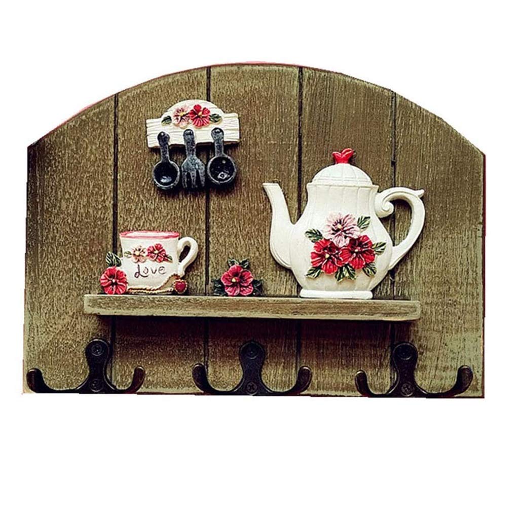 MOBYGKFY European-Style Retro Kitchen Hooks, Hanging Key Hangers, Wooden Wall Hanger Room Decoration Wall Hanging Wall Decoration