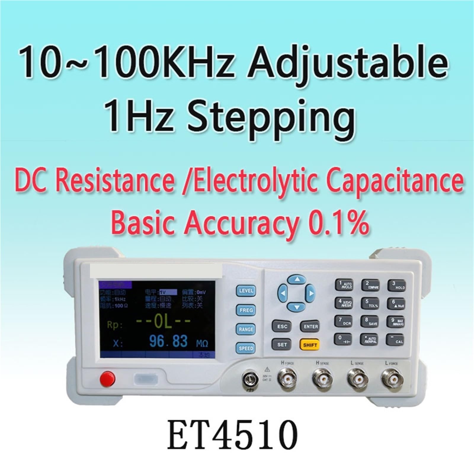 Medidor LCR, Medidor LCR de escritorio digital Brid serie ET44/ET45, frecuencia 10 K-100 KHz, pantalla TFT 3,5 pulgadas y 1/2 dígitos, medidor(100kHz ET4510)