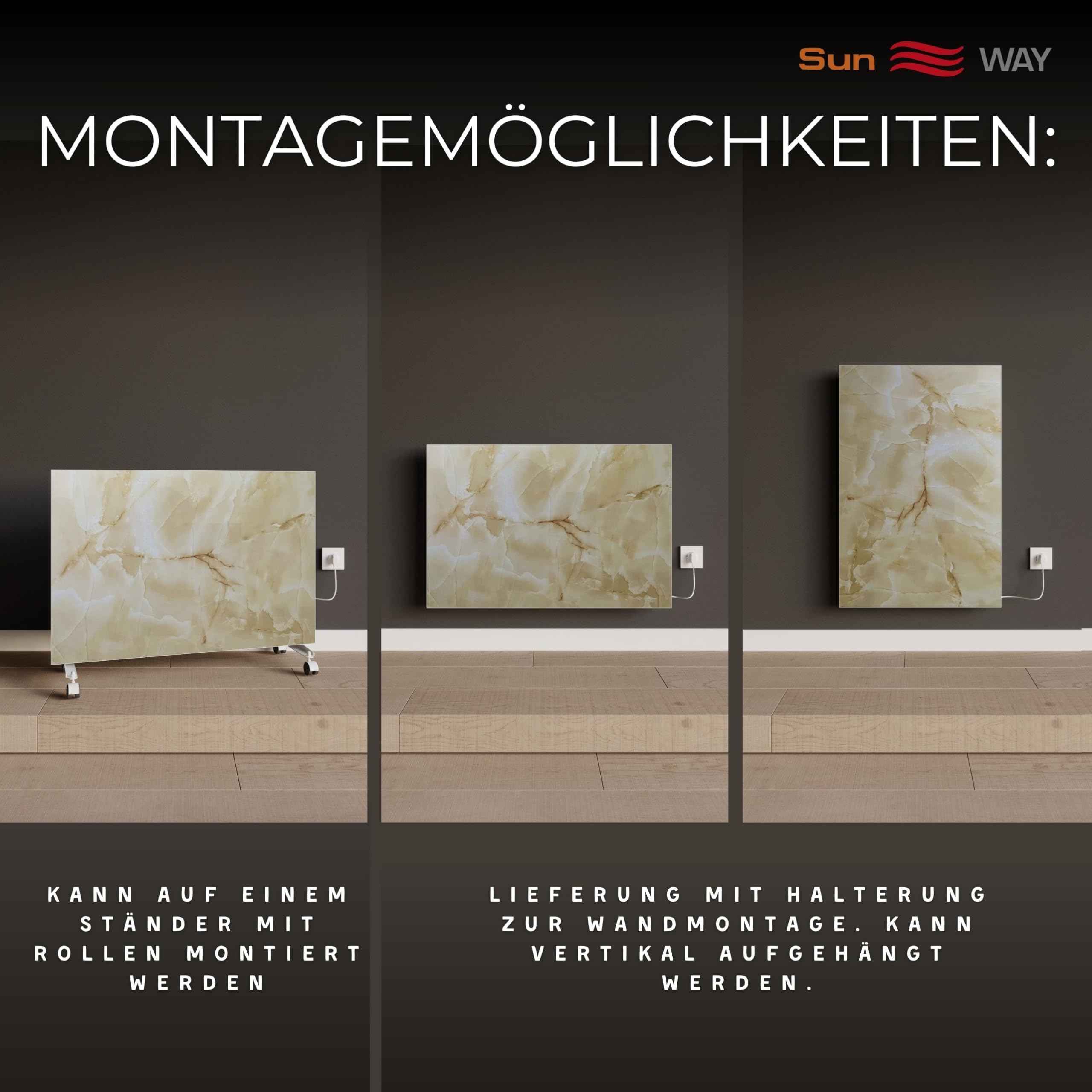 Ceramiczny grzejnik. Konwektor podczerwieni. Sun WAY TCH-RA 750 watt | Ogrzewanie do 15 m² | Z wbudowanym programatorem