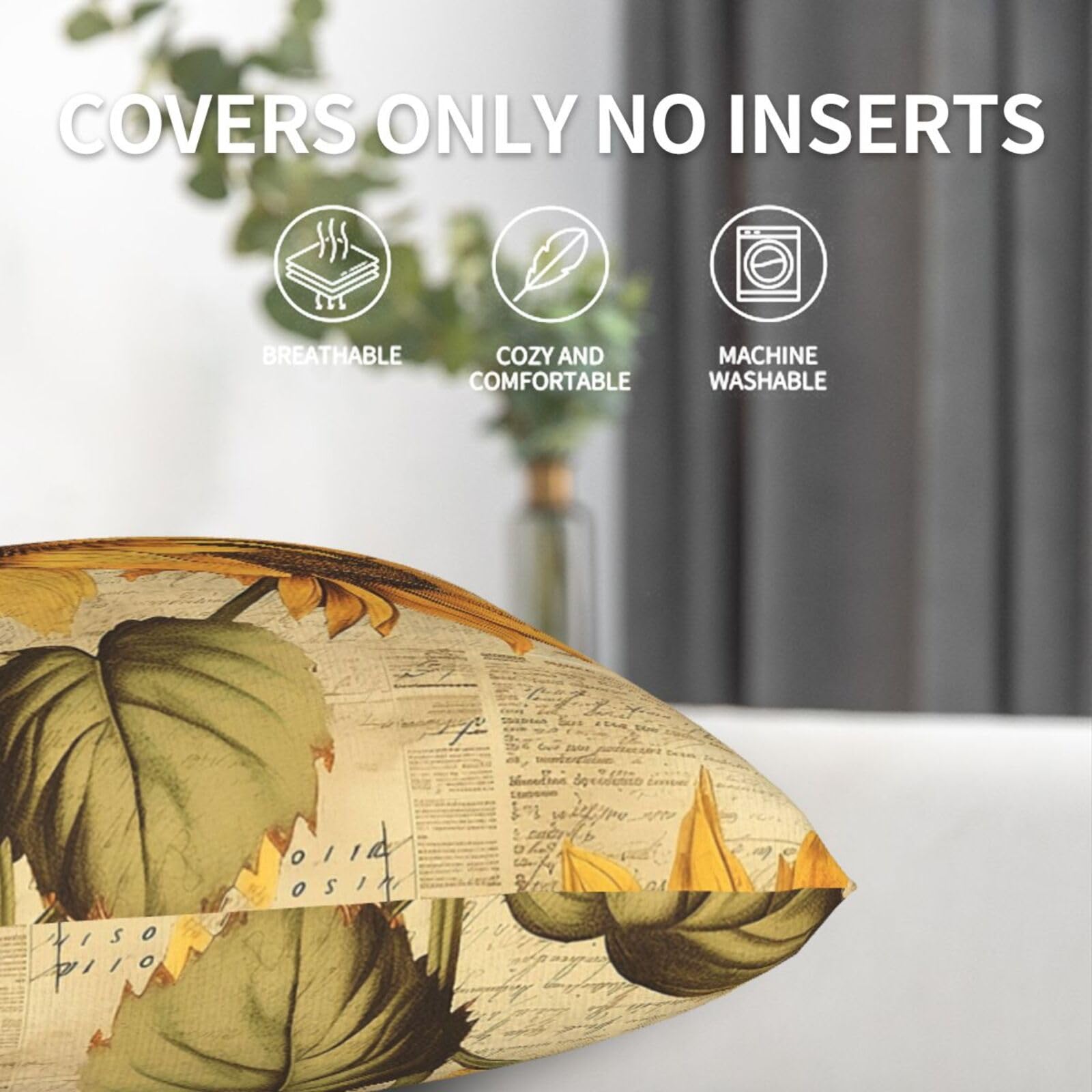 Juego De 4 Fundas De Almohada De Abeja Lindas De 18 X 18 Pulgadas, Diseño De Margaritas, Abejas, Gnomo, Flores, Casa De Campo, Fundas De Almohada Decorativas Para Sofá