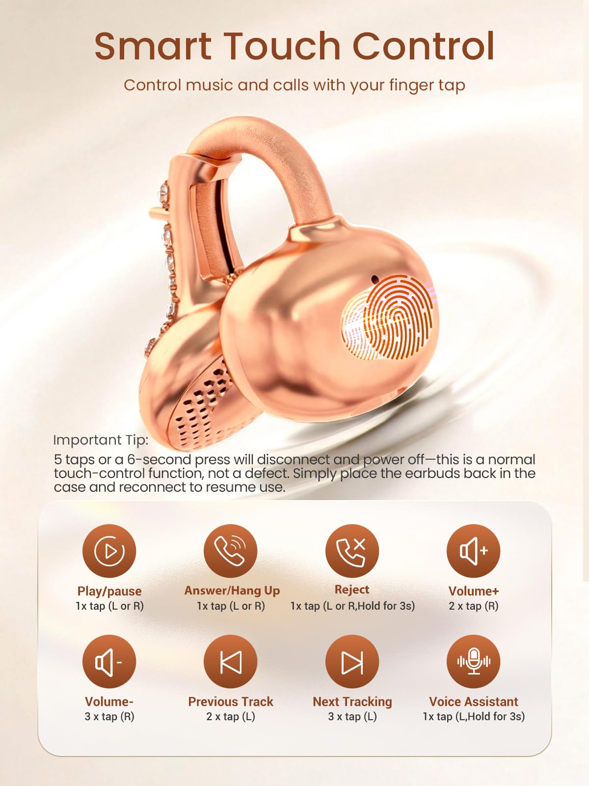JewelPods C3 - Auricolari wireless Bluetooth aperti per un comfort che dura tutto il giorno, filo di memoria ultra leggero, 60 ore di riproduzione, resistente al sudore e all'acqua, suono