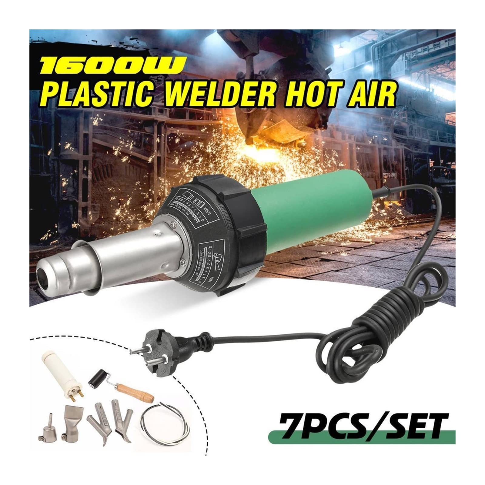 Pistolet termiczny 1600 W Opalarka Elektryczna gorąca wiatrówka Suszarka do włosów Suszarka do włosów Dmuchawa lutownicza do zderzaka PP PVC Folia termokurczliwa Plastikowa latarka Narzędzie Narzędzia