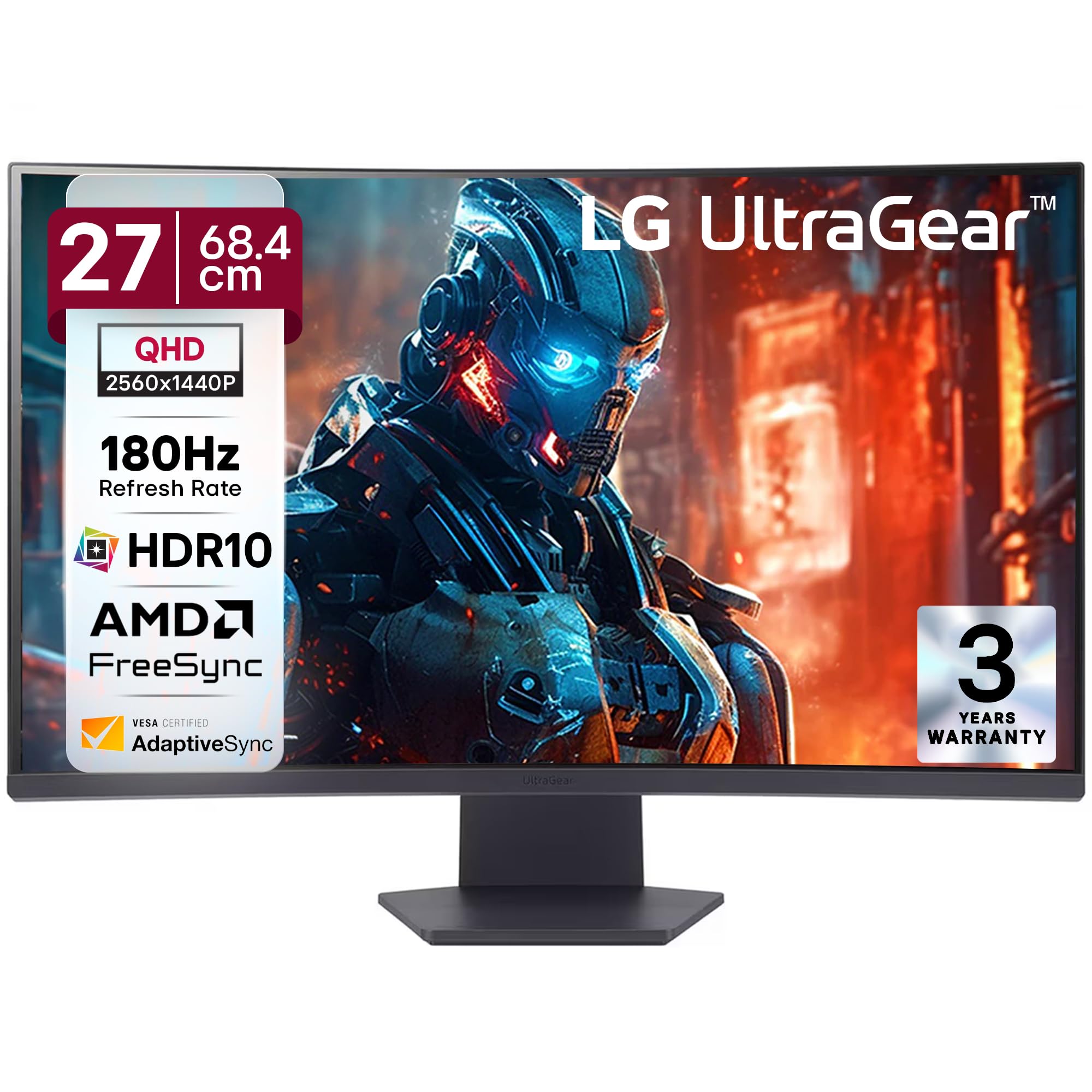【美品】LG UltraGear 27GS60QC-B27インチ湾曲モニター LG 27GS60QC 68.4cm (27 Inch) Ultragear Curved (1000R) QHD
