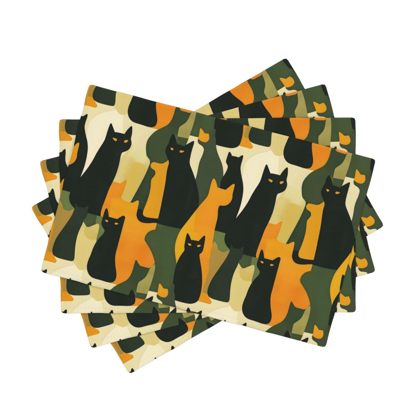 Set de table chat abstrait de 30,5x45,7 cm lavable pour salle à manger (lot de 4)