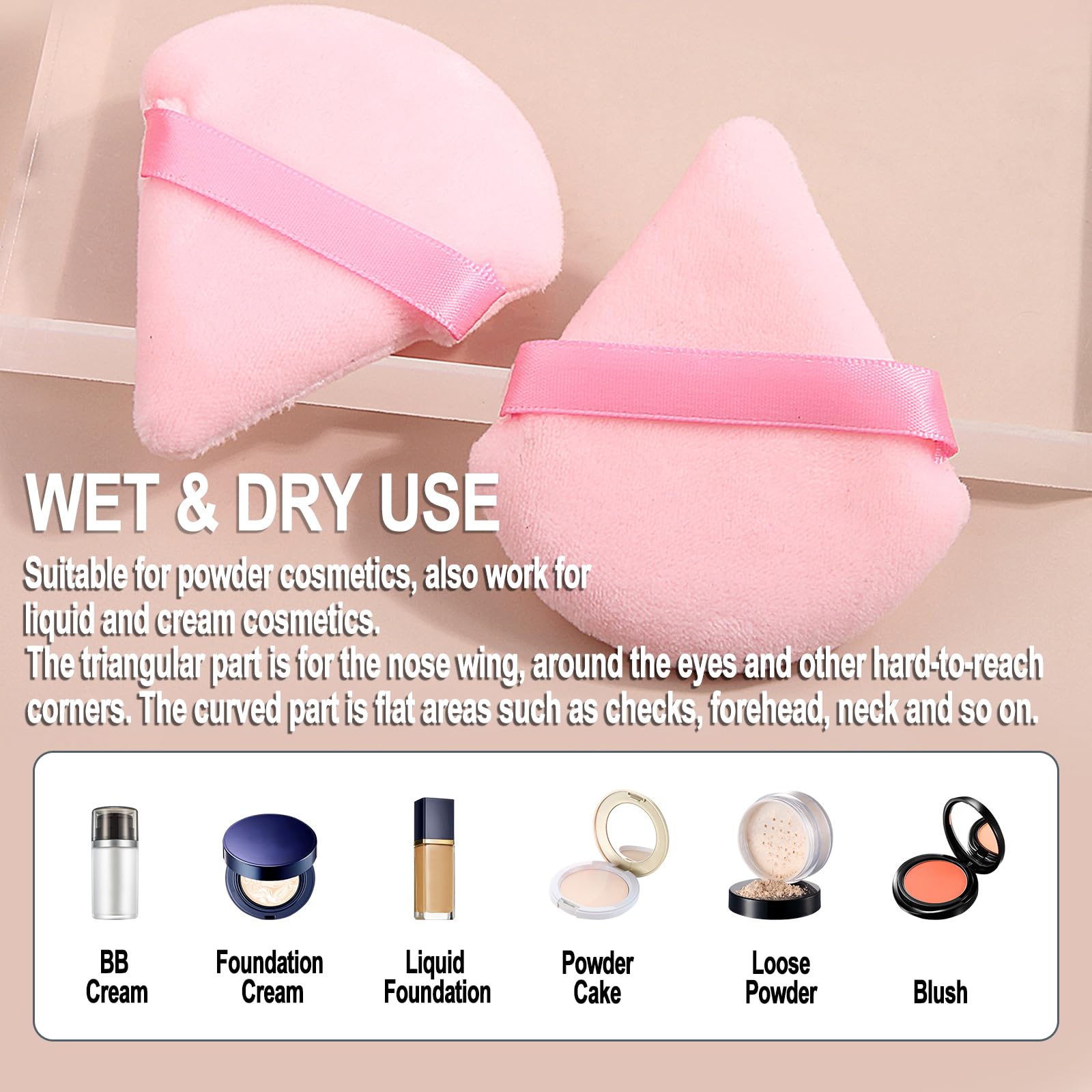 Makeup Brush Set, Makeup Brush Set including Triangle, Rounds and Mini Powder Puff, Cosmetic Sponge, Cleaning Mat, Carry Bag - Image 4