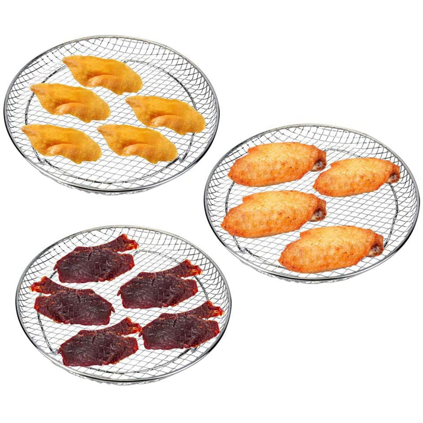 Wuden 2X Air Fryer Three Stackable Dehydrator Racks for Gowise Stainless Steel Air Fryer Rack Fit All 4.2-5.8QT