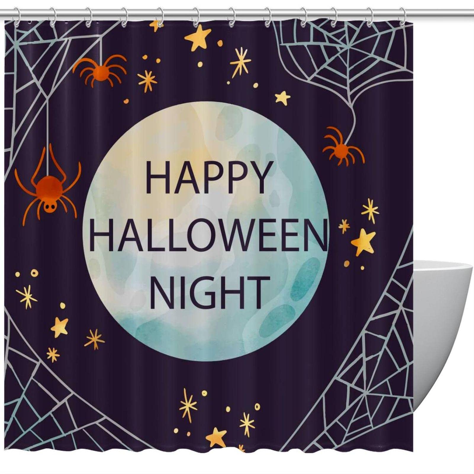 Rideau de douche imperméable anti-éclaboussures à motif sorcière d'Halloween coloré