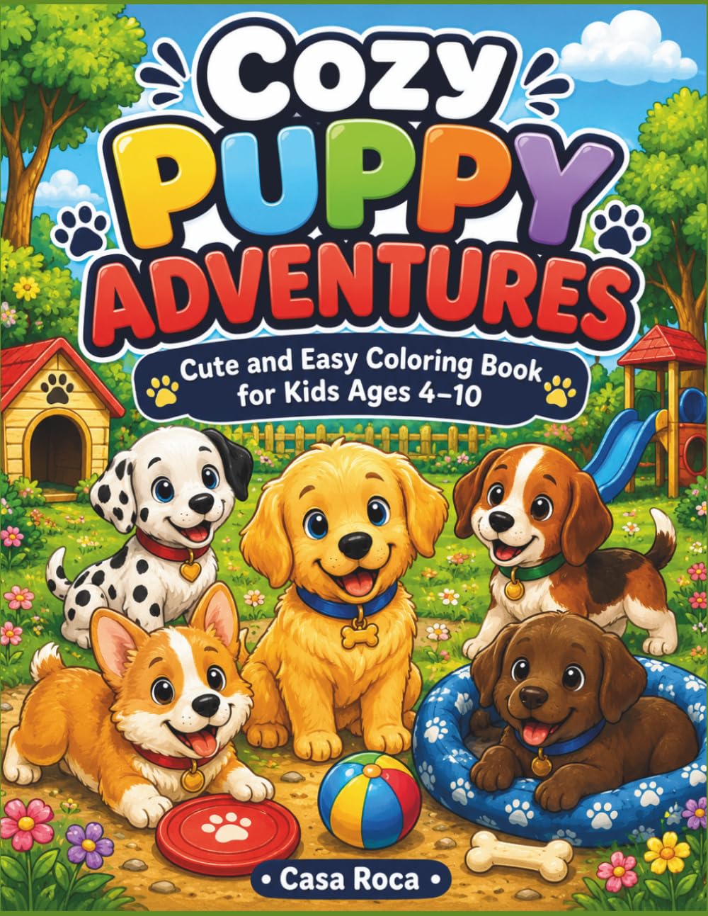 Cozy Puppy Adventures: Cute and Easy Puppy Coloring Book for Kids Ages 4–10