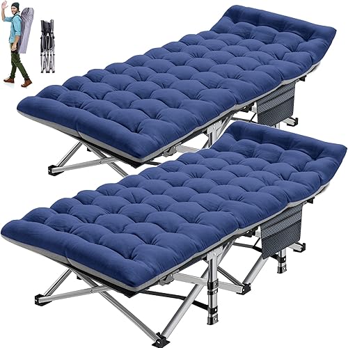 Miniatura 26 de ABORON Cama de invitados plegable resistente para adultos, capacidad de 500 libras, catre extra portátil con doble capa 1215D, ideal para estancias