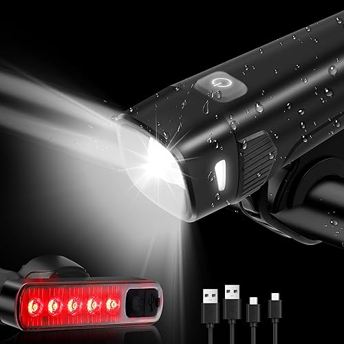 Miniatura 2 de Ultra Bright USB Rechargeable Bike Light Set, Powerful Bicycle Front Headlight and Back Taillight, Multiple Light Modes, Suitable forRoad Mountain