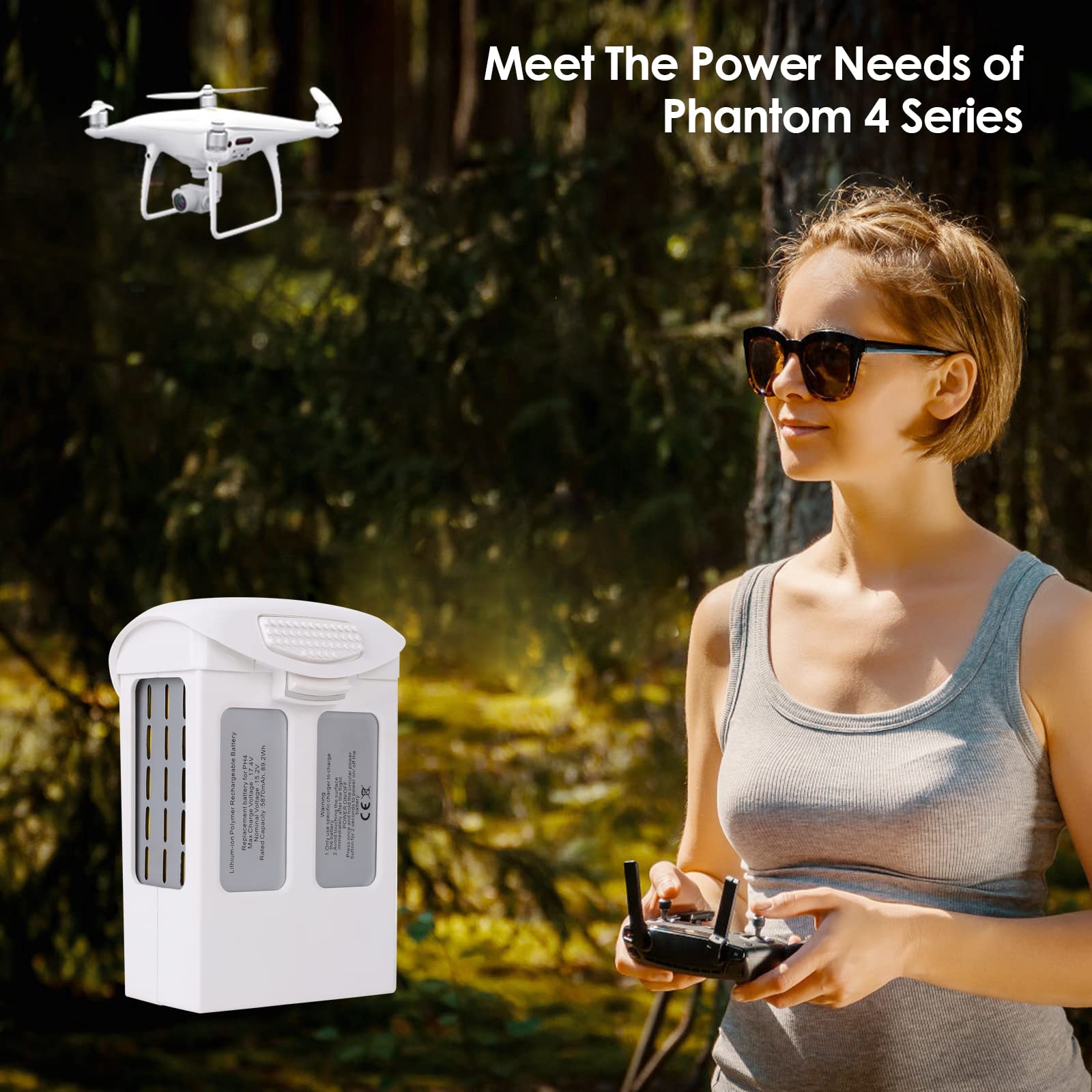 Phantom 4 Battery, Satonaka 5870mAh 15.2V High Capacity Replacement Battery for Phantom 4, Intelligent Flight Drone Battery for DJI Phantom 4 RTK, Phantom 4 Battery, Satonaka 5870mAh 15.2V High Capacity Replacement Battery for Phantom 4, Intelligent Flight Drone Battery for DJI Phantom 4 RTK,