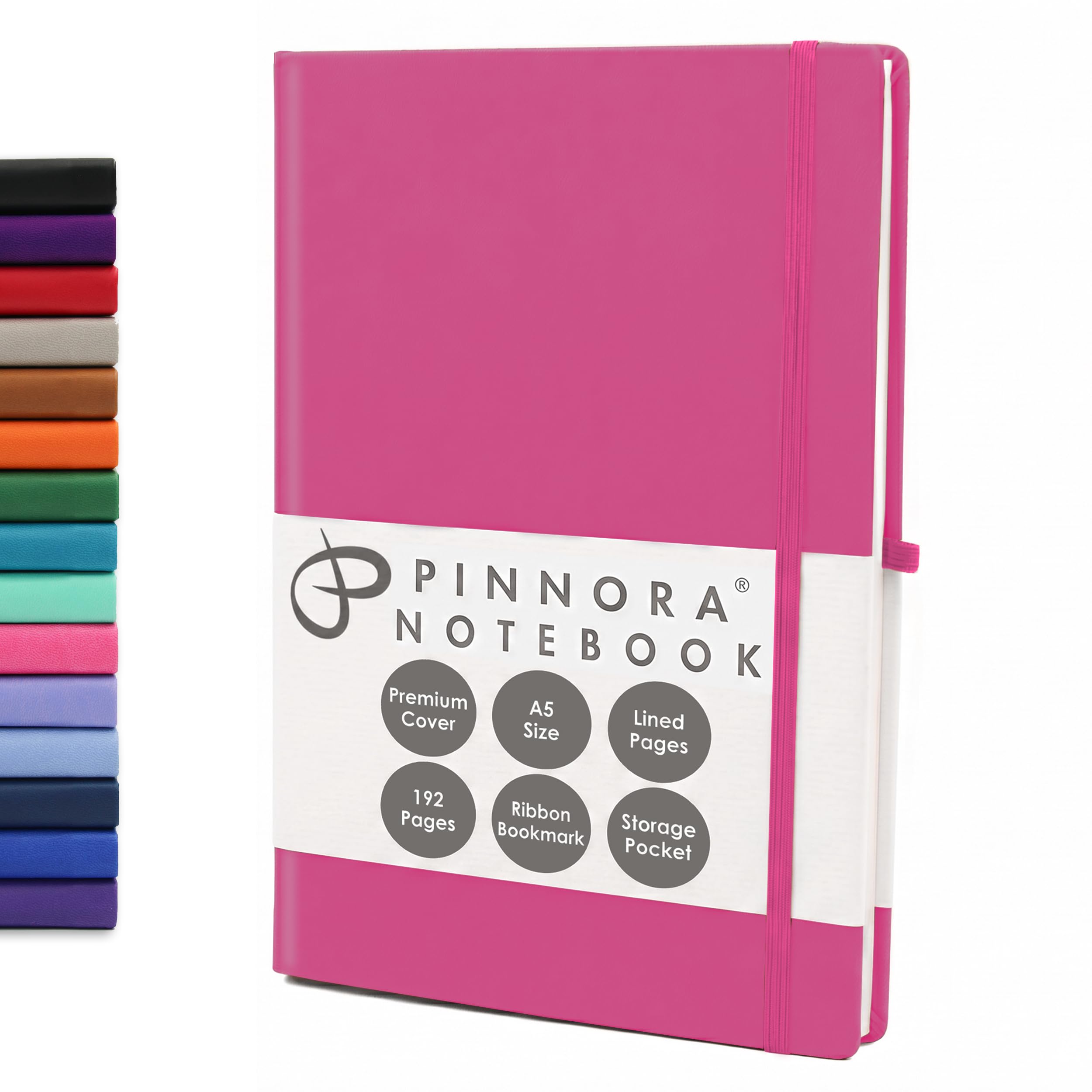 Pinnora Deep Pink A5 Notebook – Lined Everyday Journal Notebook & Monthly Planner with 192 Pages, Notebooks for School, Office & Travel, Durable Cover, Smooth Paper, Ideal A5 Lined Notebooks