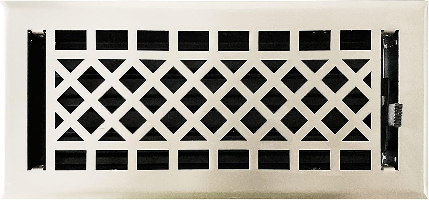 Empire Register Co, Decorative Air Vent Covers - 4x10 inch, Art & Craft Design, Brushed Nickel Finish, Heavy Duty Walkable Floor Register, Metal Damper Attached