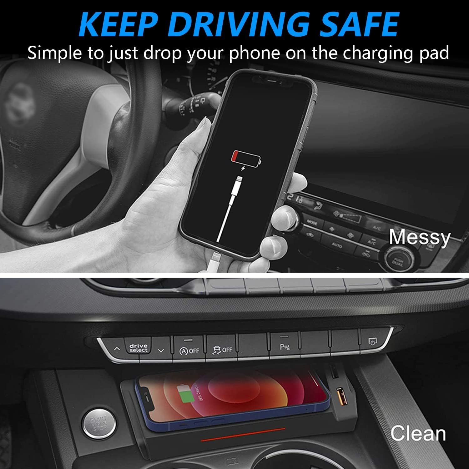 Wireless Car Charger for Audi A4 S4 RS4 A5 S5 RS5 2017-2022, 15W Qi Fast Charging Phone Charger Center Console for Audi B9 A4 A5 Sedan/Allroad/Quattro/Coupe/Sportback/Cabriolet Accessory