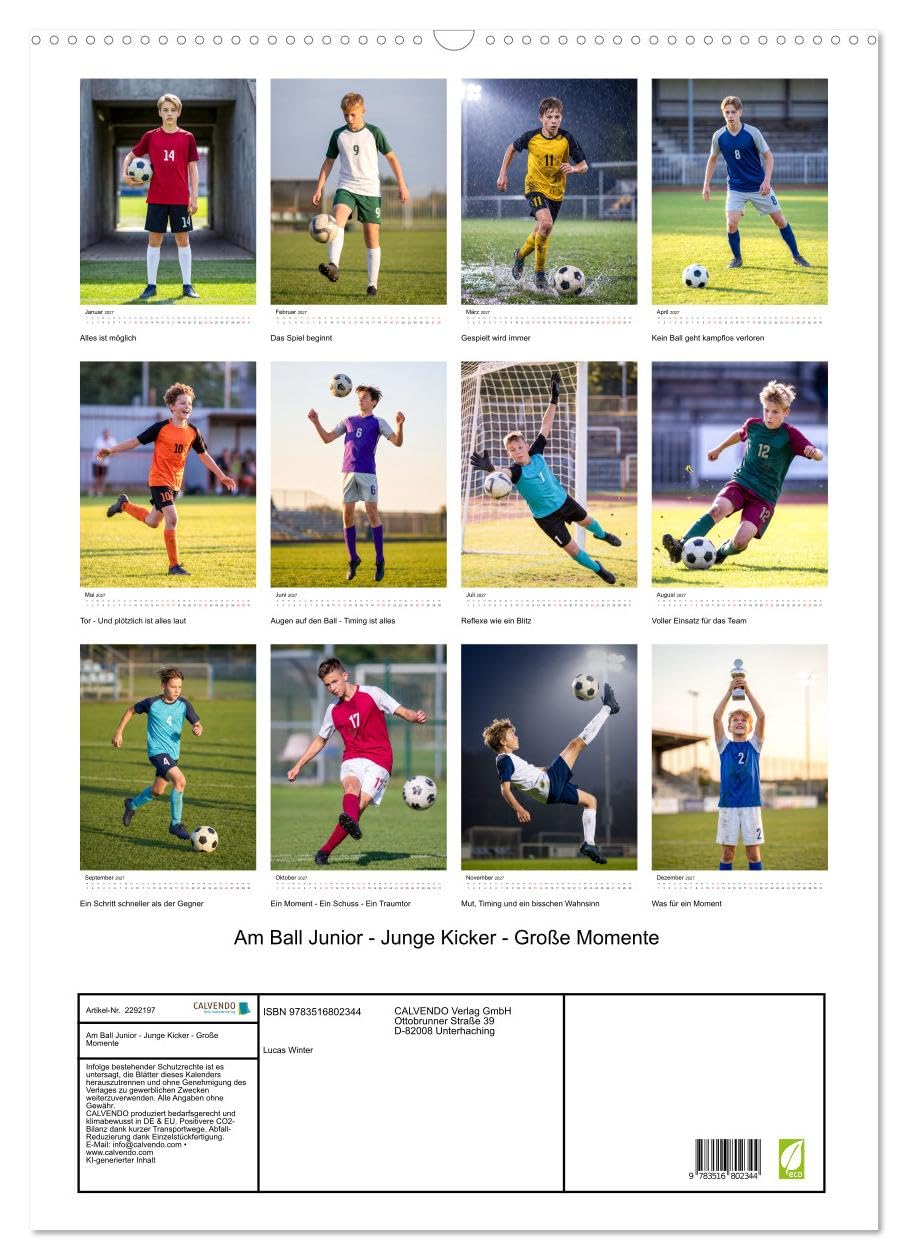 Am Ball Junior - Junge Kicker - Große Momente (Wandkalender 2027 DIN A2 hoch), CALVENDO Monatskalender: Junge Kicker, große Emotionen: Dynamische ... Sport der Welt lieben. (CALVENDO Sport)