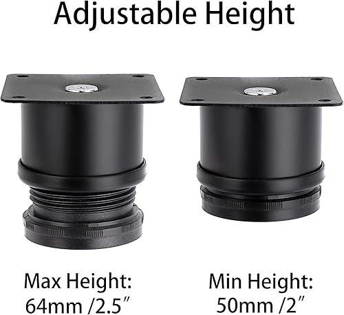 Miniatura 4 de OwnMy 4 patas de muebles de acero inoxidable de 2 pulgadas, patas de metal para escritorio, elevadores redondos ajustables de metal para muebles,