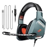 Cyclotronix PS5 G8002 Gray Stereo Gaming Headset for PS5, PS4, PC, Xbox One, Xbox Series X, Noise Cancelling Over Ear Headphones with Mic, Headphone-Mounted Volume Control, Flexible, Light Weight!