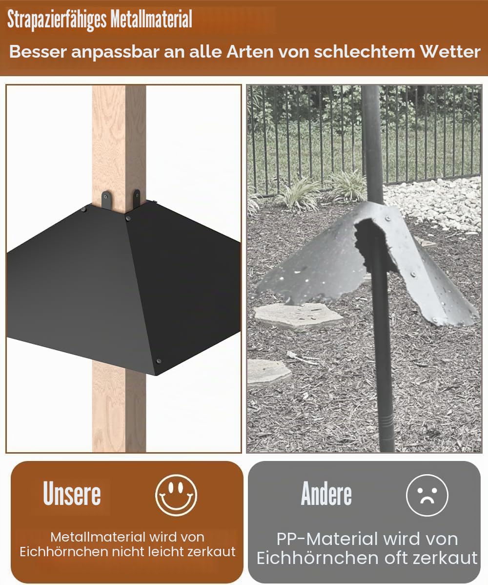 Garbuildman Metall-Eichhörnchen-Baffle für 4x4 Holzpfosten - 43,2 cm Eichhörnchensicher Vogelfutterschutz, Outdoor-Abschreckung für Holzstangen, 1 Packung