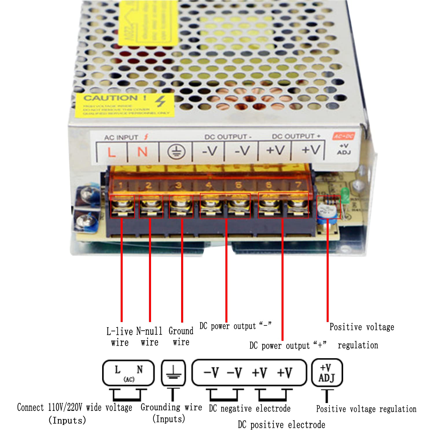 Alimentatore 36V 5A 180W Universale - Trasformatore AC/DC Per LED, Luci E Apparecchiature - Protezione Cortocircuito - Foto 3
