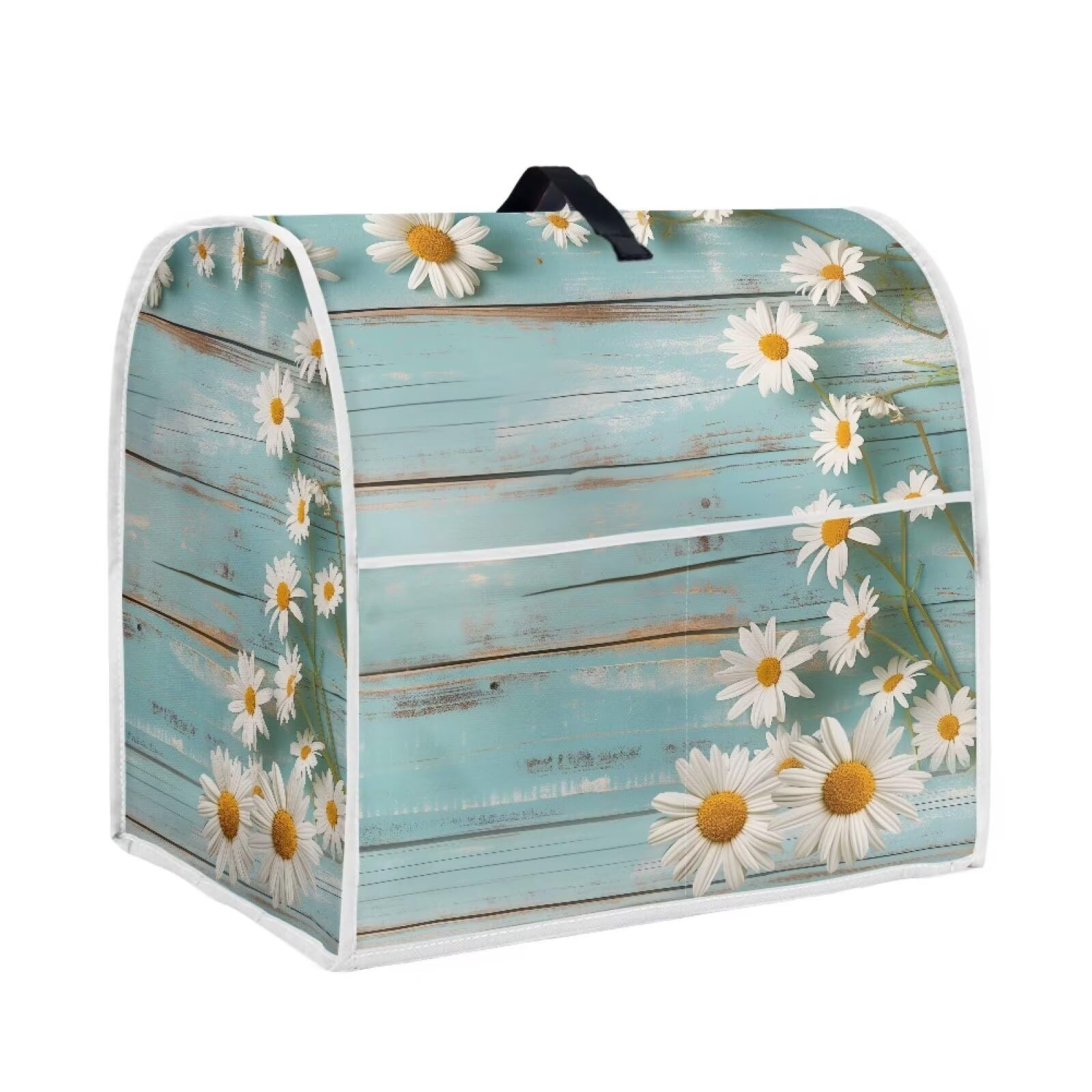 HUISEFOR Daisy Stand Mixer Cover Teal Wood Kitchen Appliance Cover for 4.5-5 Quart Mixers Washable Food Processor Protective Covers Kitchen Mixers Accessories — image 1