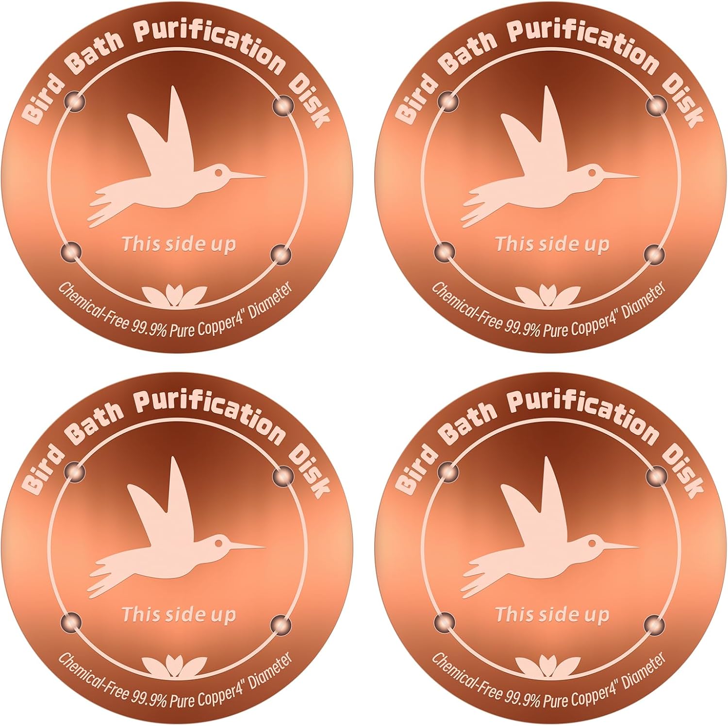 Copper Bird Bath Purification Disk, 4'' with Four-Point Support