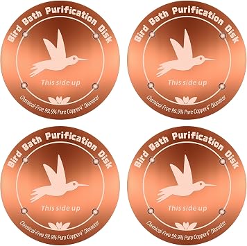 4Pcs Pure Copper Bird Bath Purification Disk,0.6mm thick,4Reinforced Copper Purification Cleaner with Four-Point Support,All-Season Safe Clean Water Solution,Universal Fit for Outdoor Birdbath&Bowl