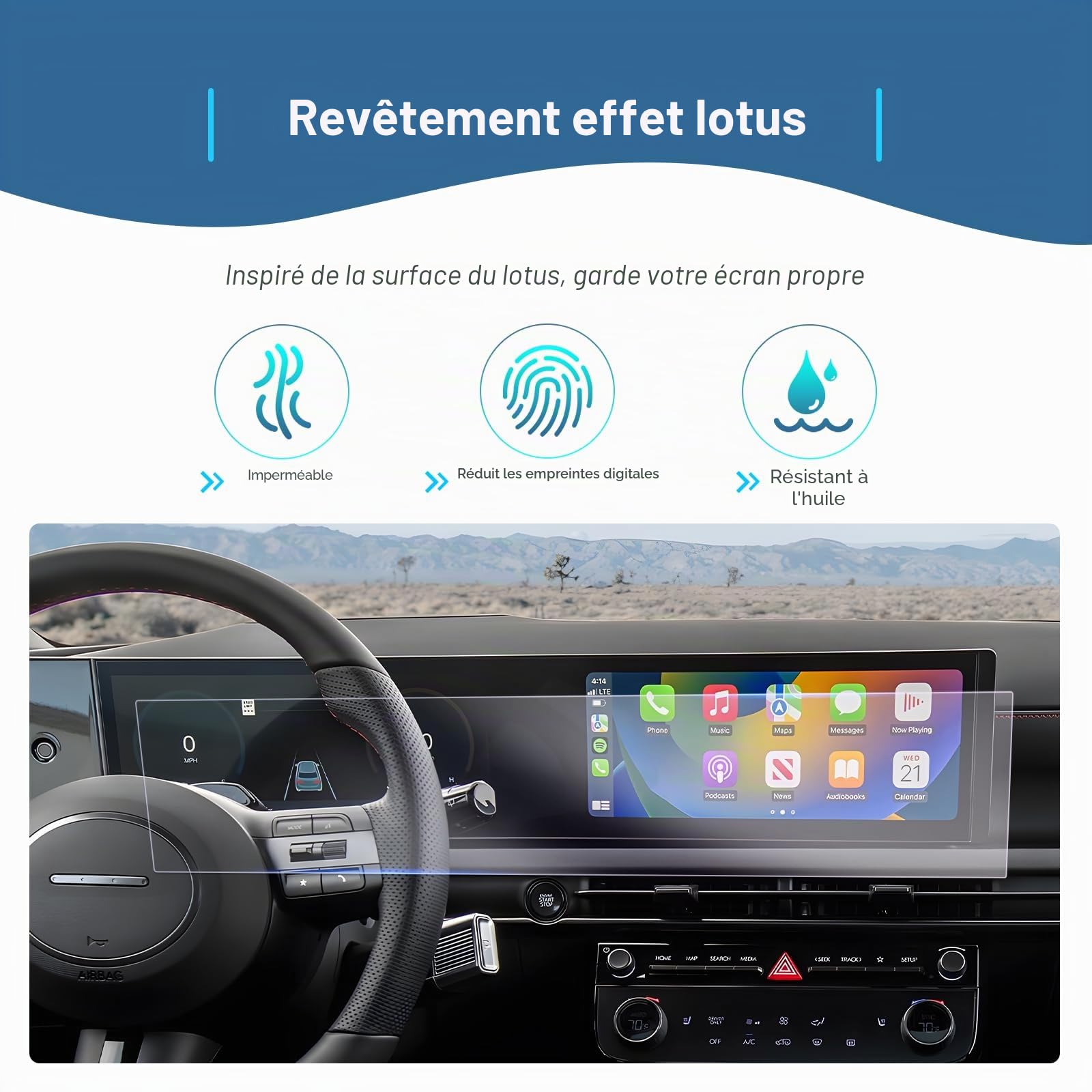 GAFAT Compatible avec Hyundai Tucson NX4 Facelift 2025 2026 Navigation 12,3" + Film de protection de climatisation Nano Film de protection d'écran résistant aux chocs 6H Anti-rayures Accessoires