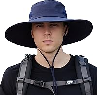 Vista 2 de Muryobao Sombreros de sol para hombre, UPF 50+, malla impermeable, ala ancha, sombrero de pesca