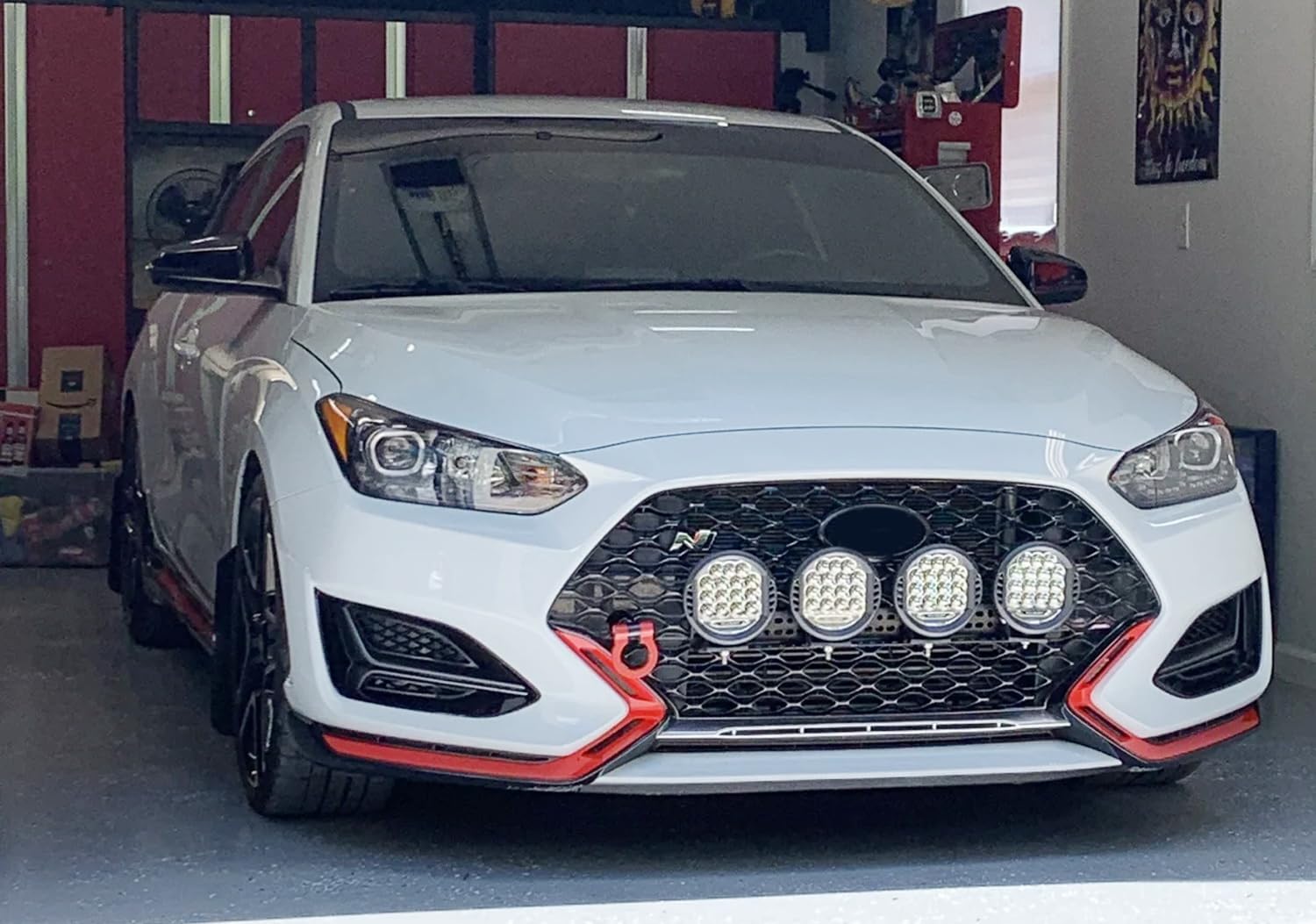 iJDMTOY Sports Red Track Racing Style Tow Hook Ring Compatible with Hyundai 2019-up Veloster, 2010-up Genesis/Genesis Coupe, 2020-up Sonata, 2014-up Kia Soul, 2019-24 Forte, 23-up Telluride, etc