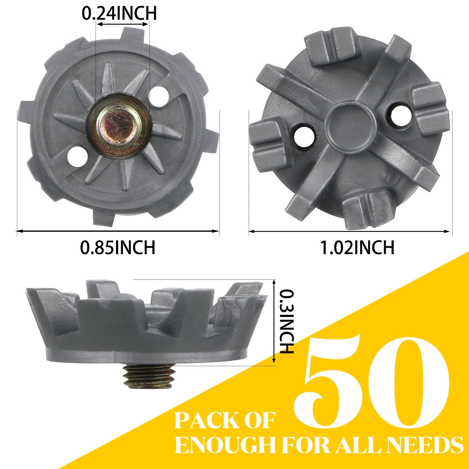 Cozypower 51 Pcs Golf Cleats Set 50 Golf Shoe Spikes Replacements with 1 Cleats Spanner Metal Thread Screw 6 mm Dia for Cricket Shoe Player(Gray)