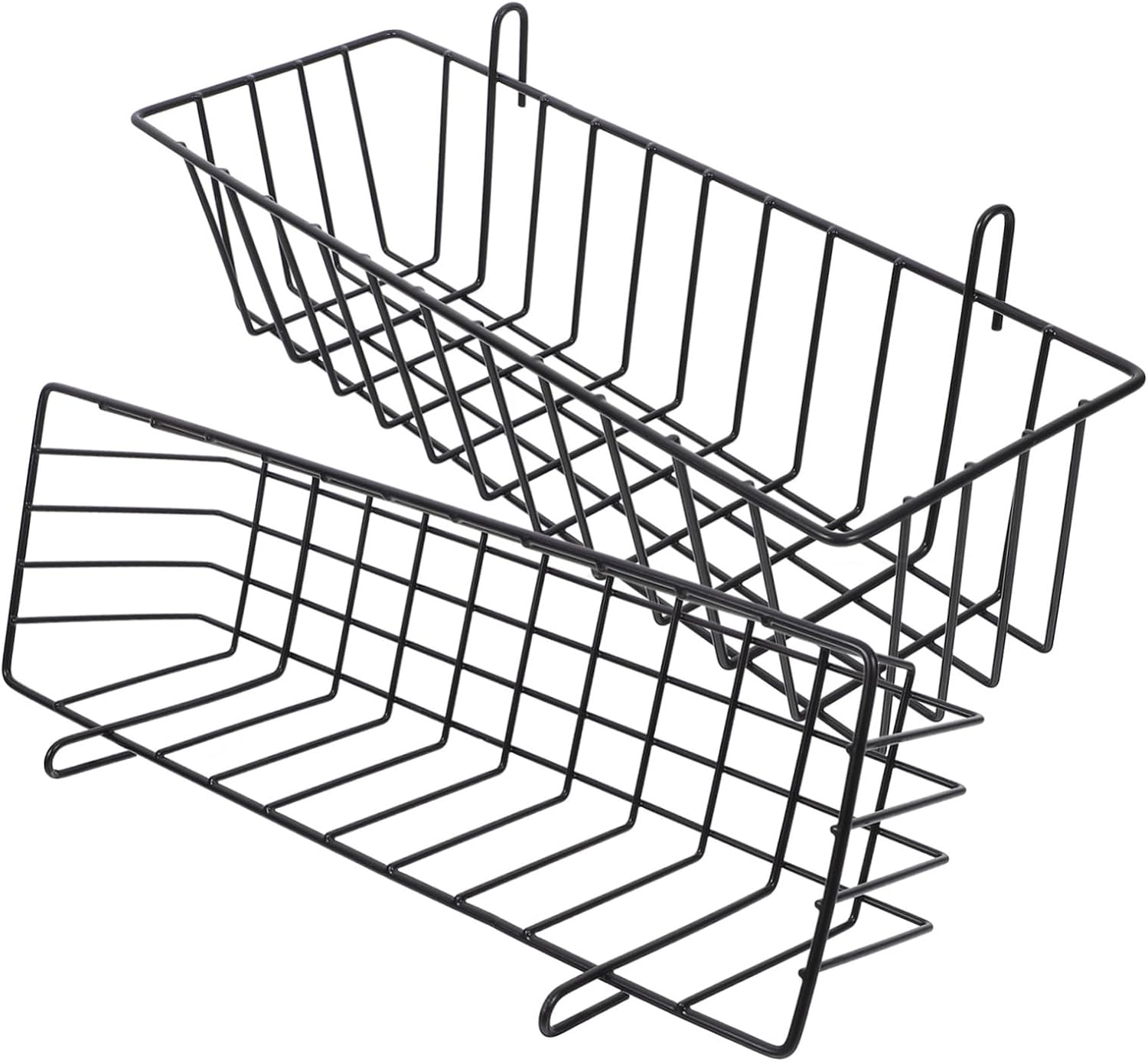 GANAZONO 2pcs Wire Hanging Baskets Versatile Wall Storage for Home Organization Grid Baskets for Pegboards Cabinets and Rv Shelves Clean Modern Design