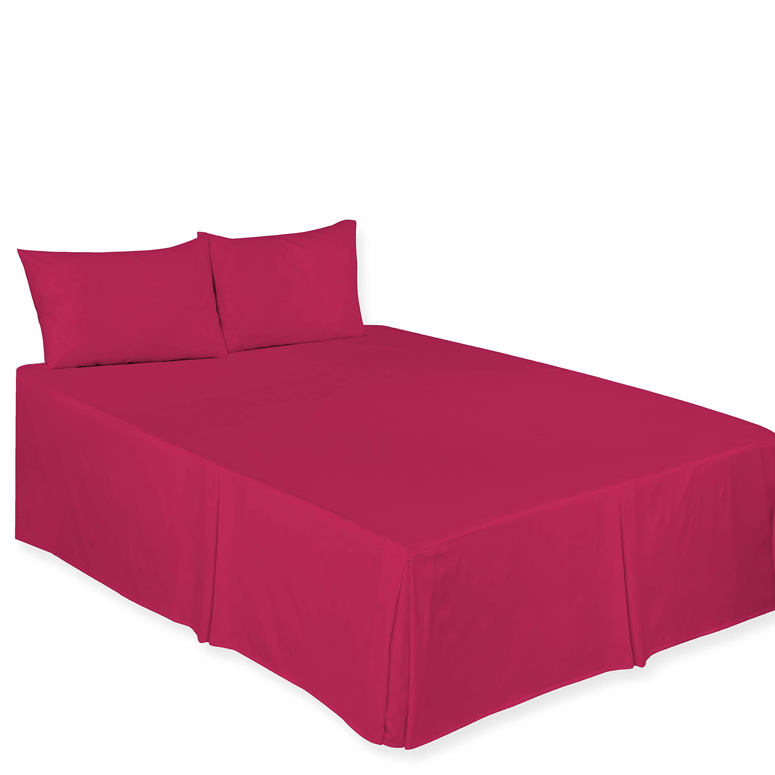 CHILIMILII Base Valance Bed Sheet Pleated–Poly Cotton Fitted Bed Skirt- Wrinkle-Free, Easy Fit, Machine Washable – Fits Under the Mattress - Base Bed Skirt with a 40cm Drop (Fuchsia, Double) — image 1
