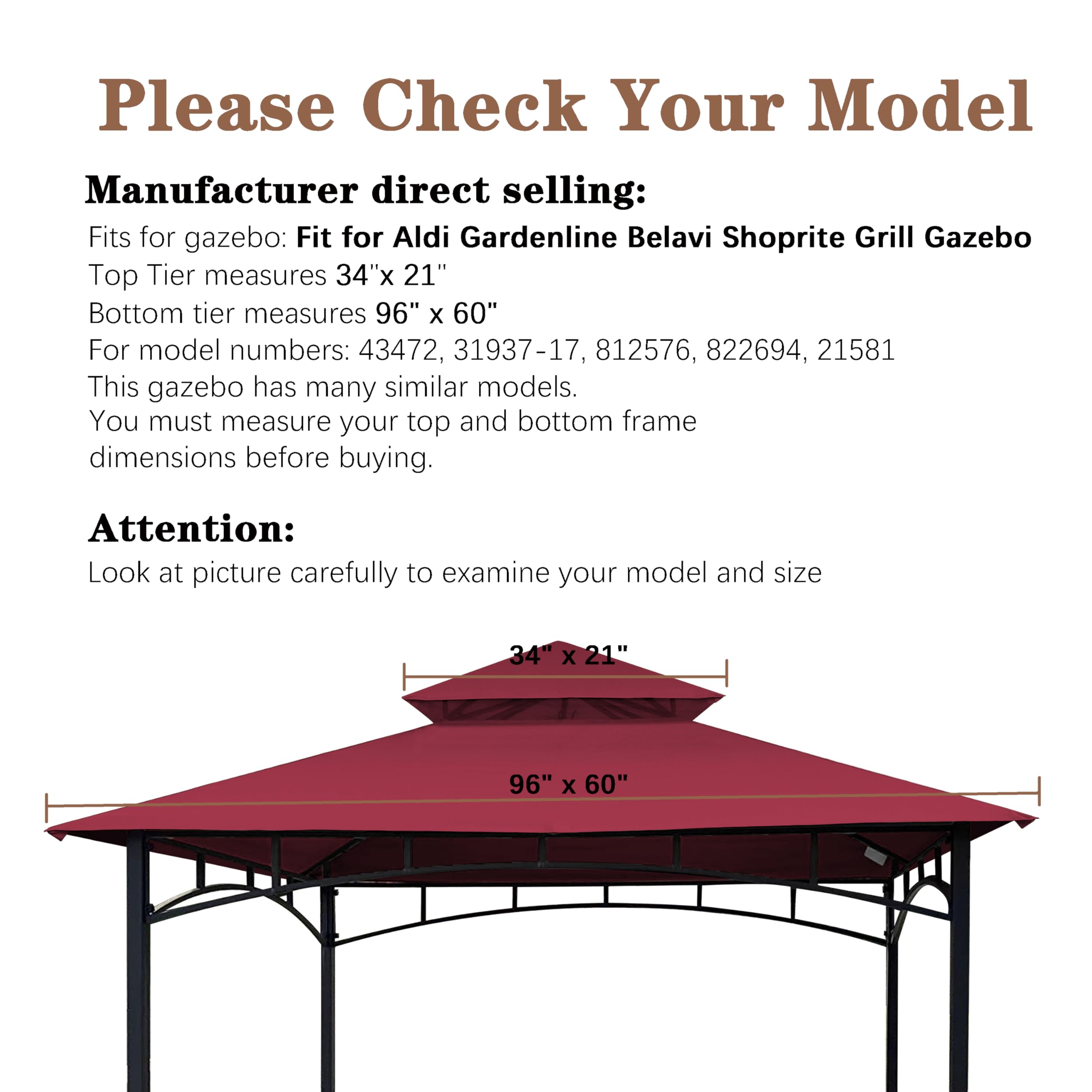 Snapklik.com : SCOCANOPY Grill Replacement Canopy BBQ Gazebo Top Fit ...