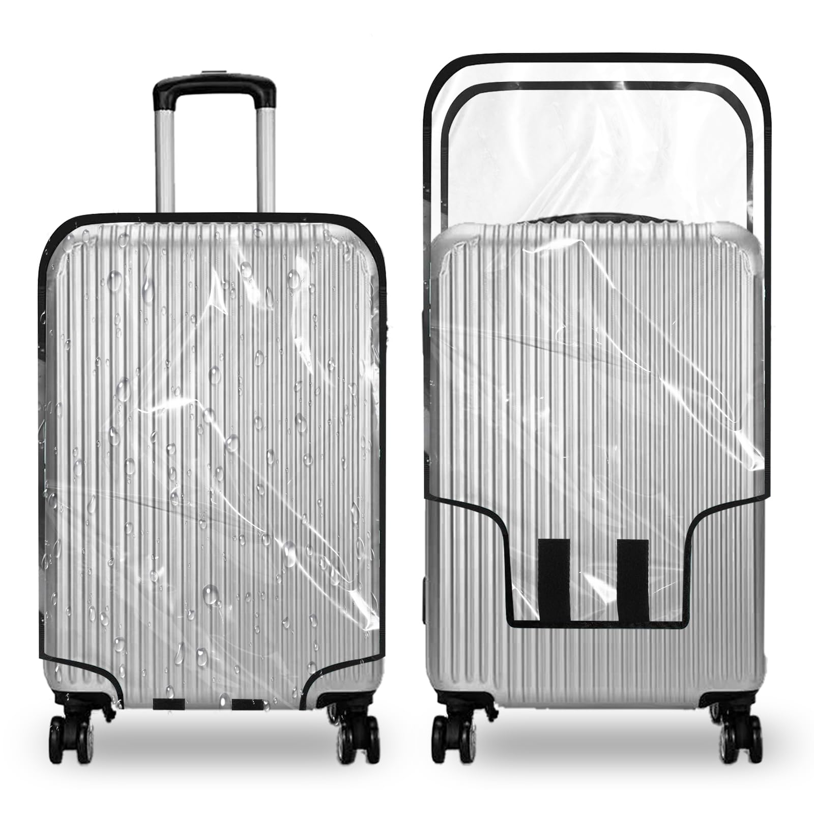 ZOLLEFY Clear PVC Luggage Cover, Waterproof Dustproof Anti-Scratch Suitcase Protector, Fits Wheeled Suitcases 18" 22" 24" 26" 28" 30" - Thicken