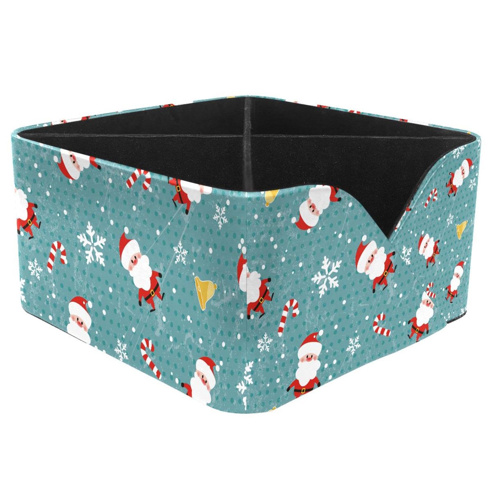 KengjuTesu Christmas Santa Claus Jingon Snowflake Pattern Desktop Organizer Pen Holder, Rectangular Pencil Cup for Office, Study and Makeup Stations