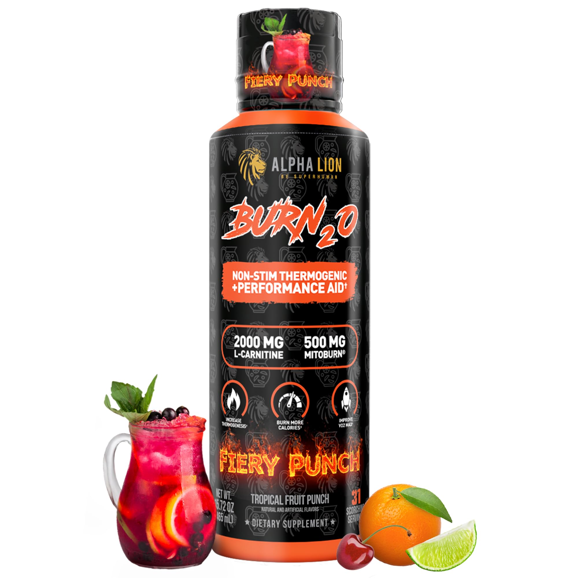 ALPHA LION Burn2O L-Carnitine Liquid 2000mg, Premium Liquid Fat Burner & Pre-Workout Supplement for Men & Women - Natural Energy & Metabolism Booster for Weight Loss - ShredBerry — Amazon image 10