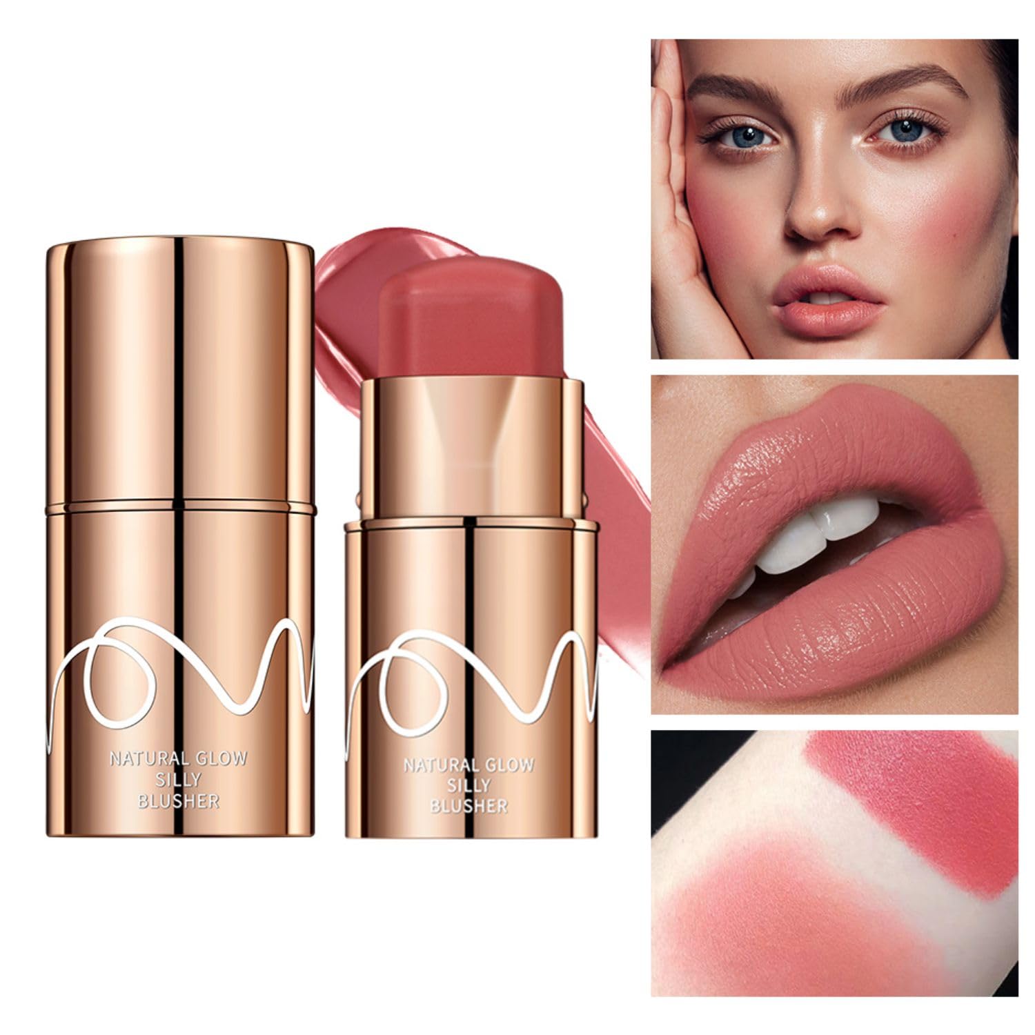 Cream Blush Stick for Cheeks, Multi-Use Lip and Cheek Tint, Waterproof Blush Face Stick, Matte Finish Lightweight Blush Stick for Cheeks and Lips, Blush Beauty Wand Makeup Stick for All Skin Tones